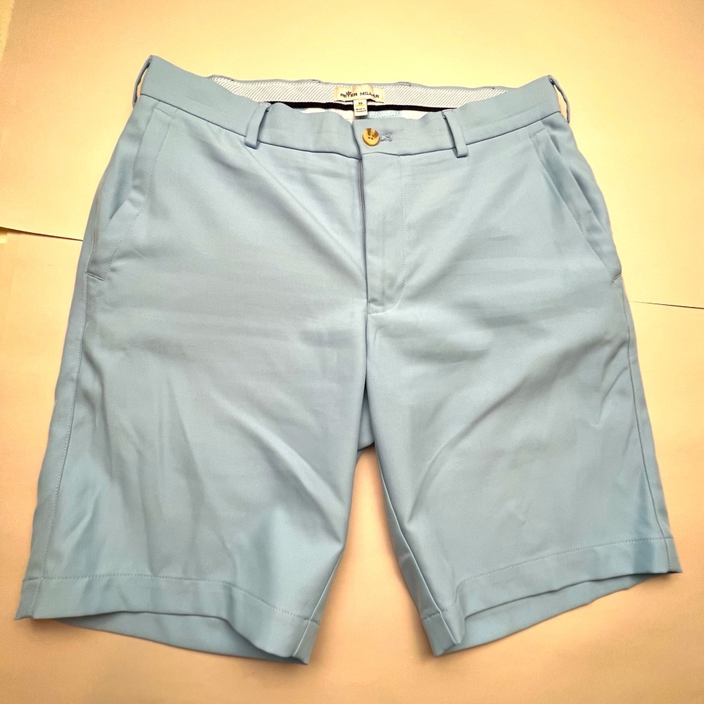Peter Millar Light Blue Flat Front Men Shorts